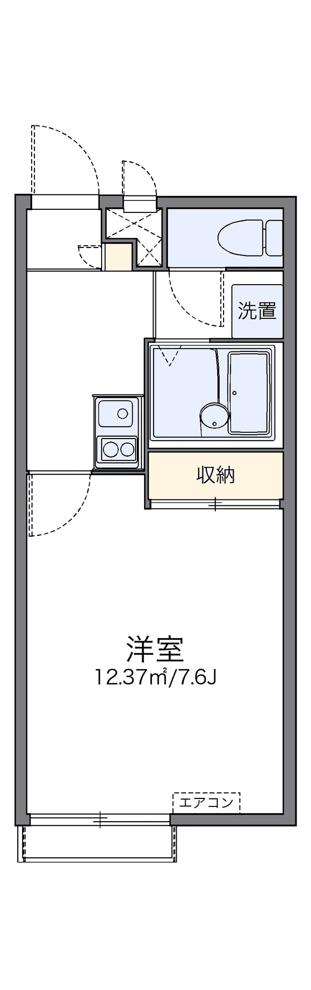 P001229 매물 평면도 — 1K