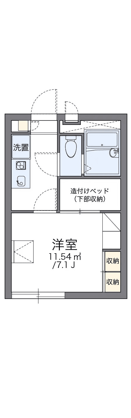 P000612 매물 평면도 — 1K