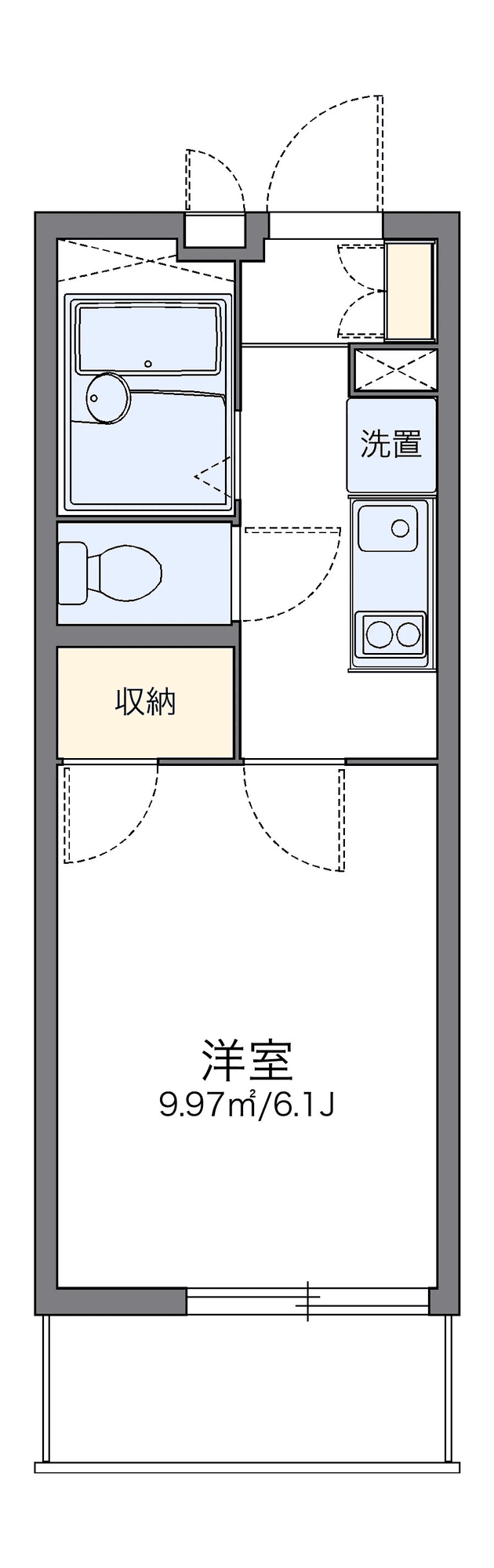 P001211 매물 평면도 — 1K