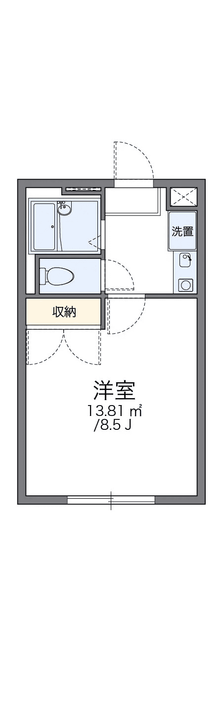 P001401 매물 평면도 — 1K