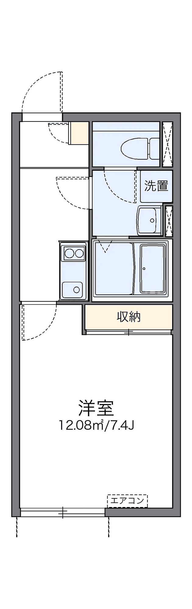 P001242 매물 평면도 — 1K