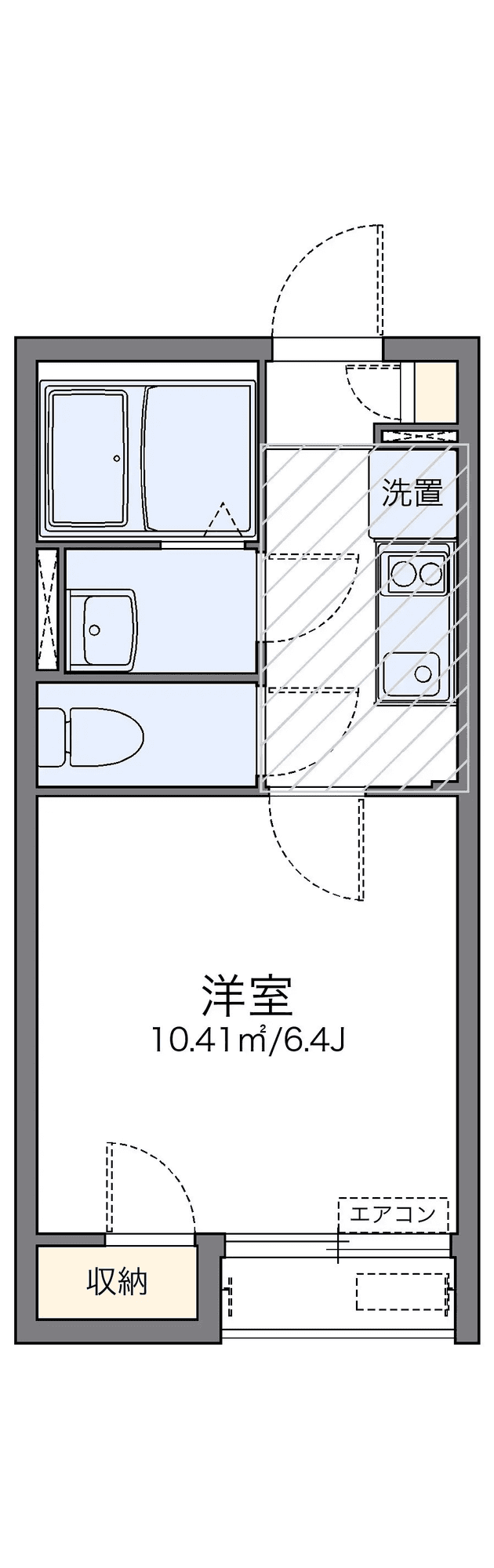 P001268 매물 평면도 — 1K