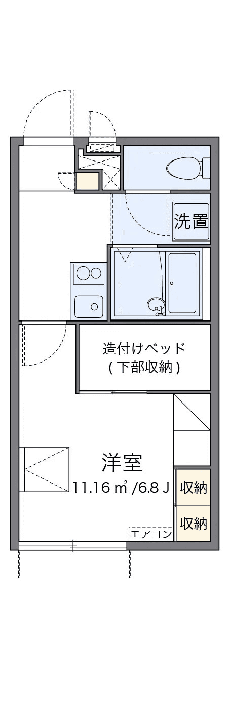 P001189 매물 평면도 — 1K