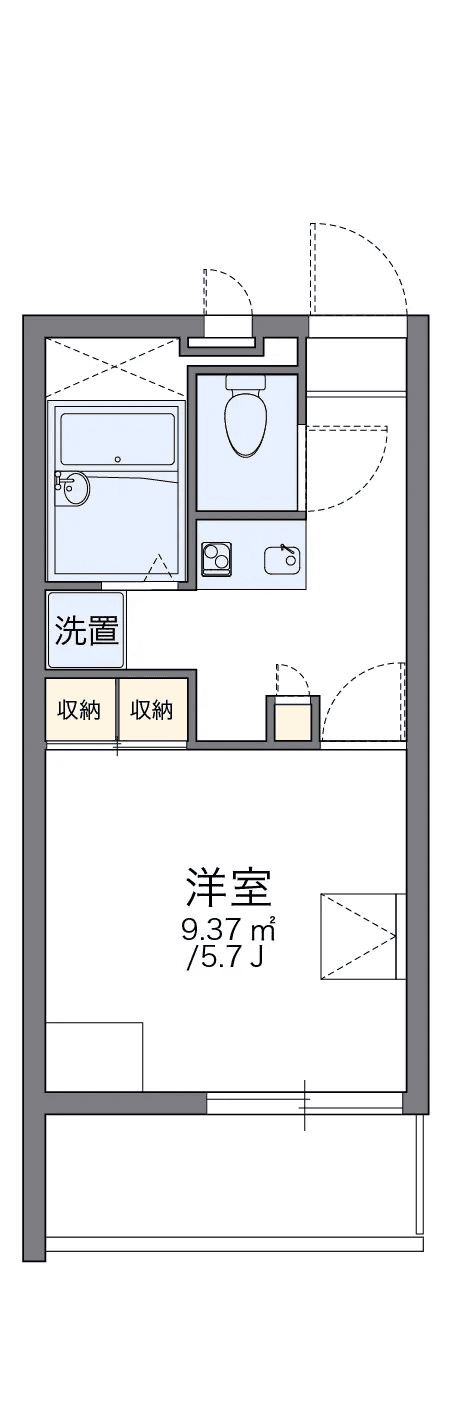 P001081 매물 평면도 — 1K