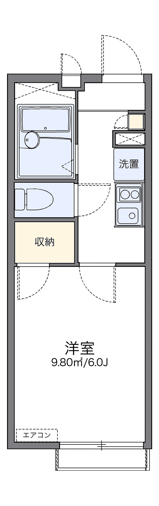 P001227 매물 평면도 — 1K