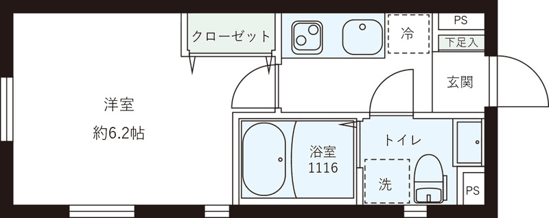 P000773 매물 평면도 — 1K