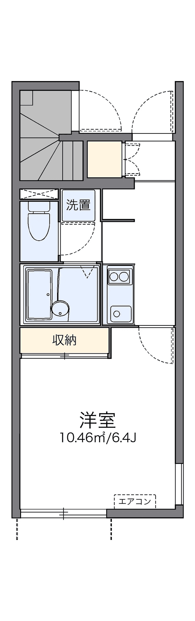 物件P001207の間取り図 — 1K