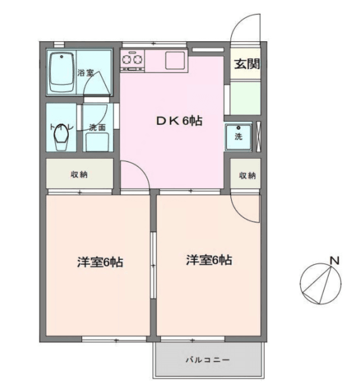कोठा P001021 को नक्सा — 2DK