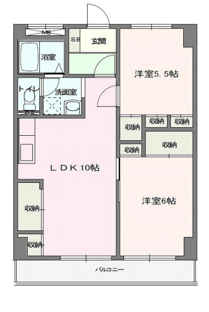P000986 매물 평면도 — 2LDK