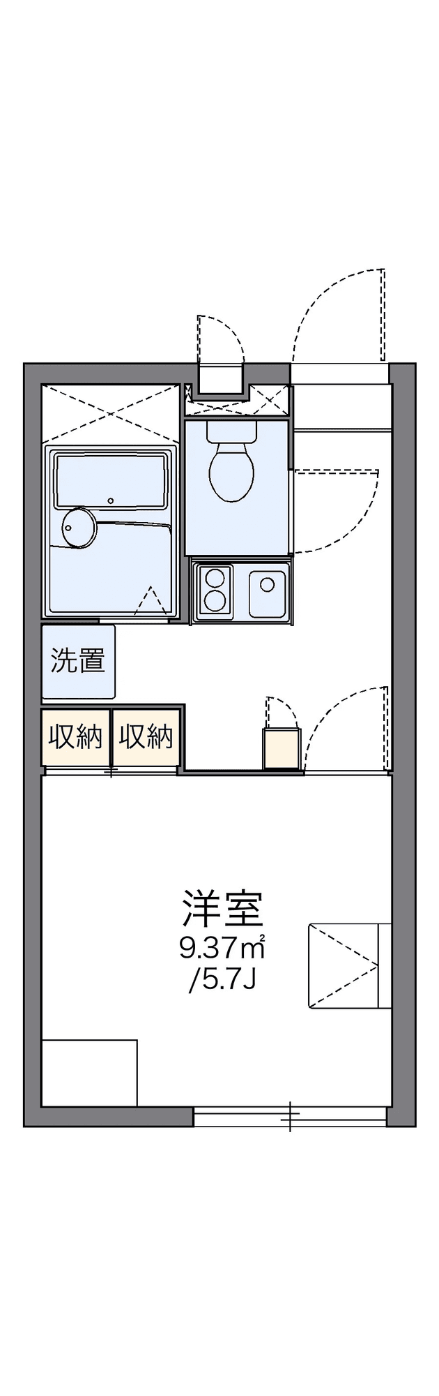 Floor plan of unit P002285 — 1K