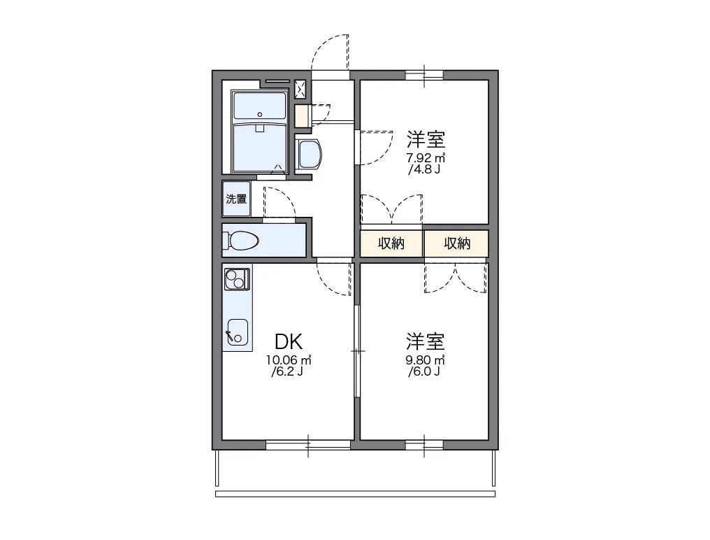 P001372 매물 평면도 — 2DK