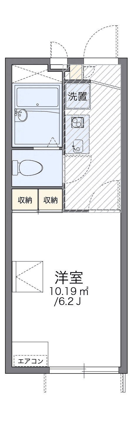 P001168 매물 평면도 — 1K