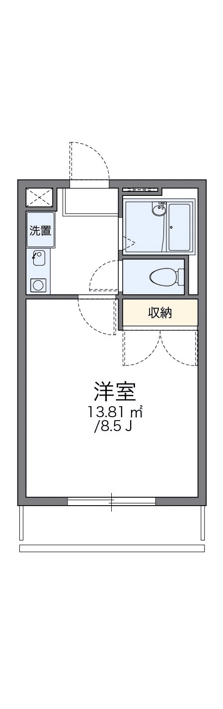 P001364 매물 평면도 — 1K