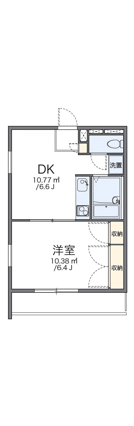 P001376 매물 평면도 — 1DK