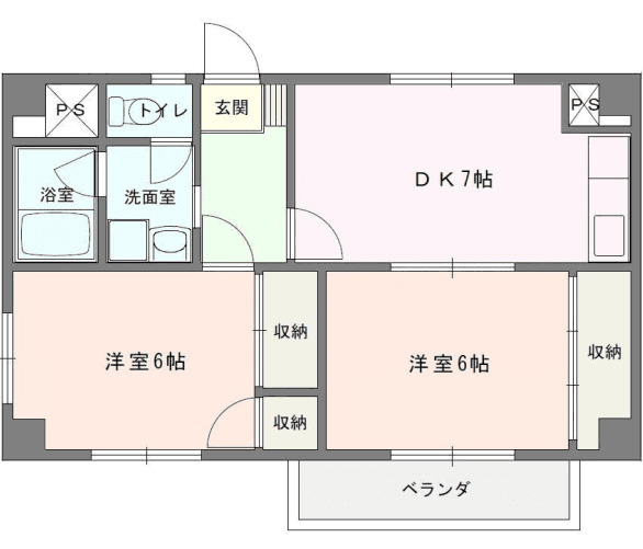 Floor plan of unit P000955 — 2DK