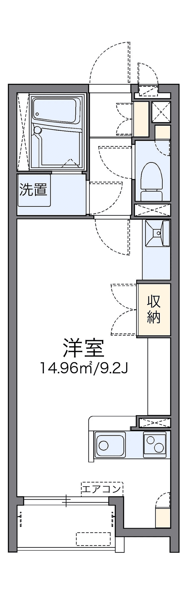 P001262 매물 평면도 — 1R