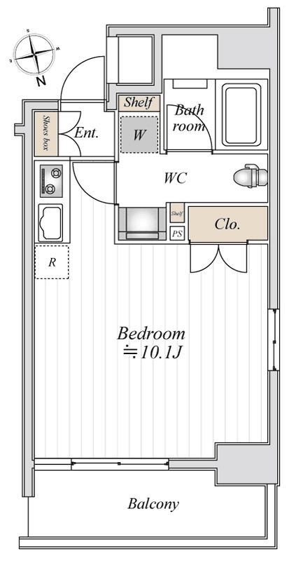 Floor plan of unit P000307 — 1R