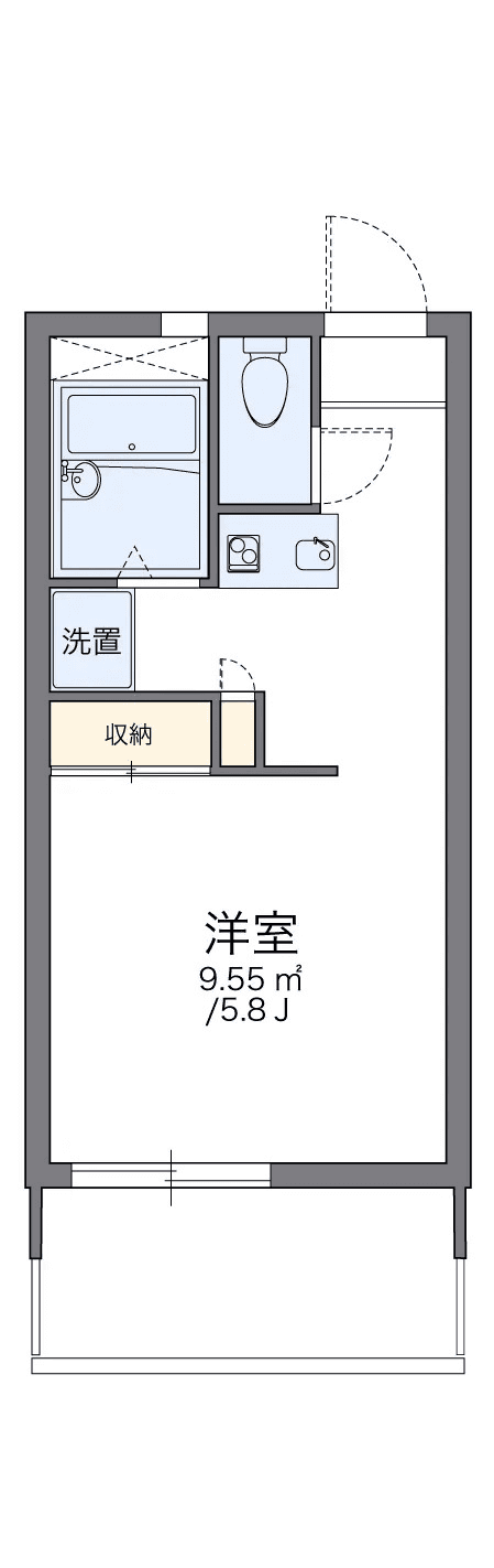 P000551 매물 평면도 — 1K